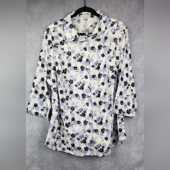 Woman Within Cotyo Floral Printed Button Down Shirt Top  Women’s XLarge 22/24 - Picture 1 of 8